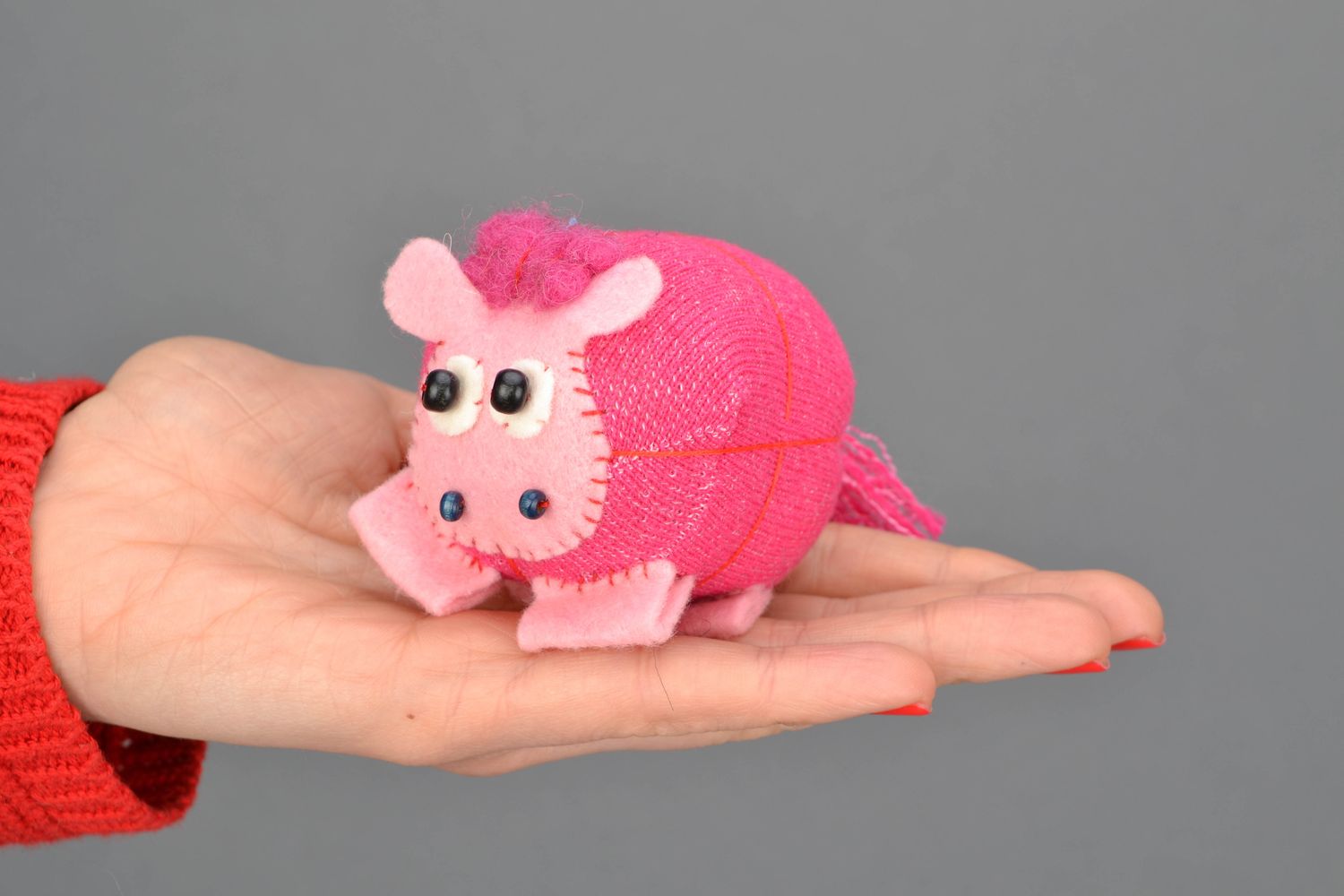Pink fabric toy sheep photo 2