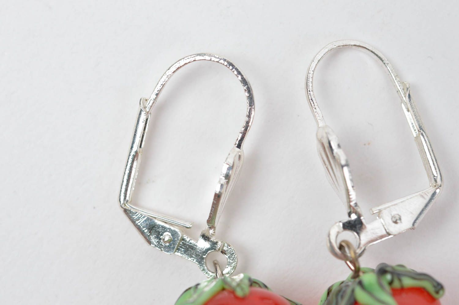 Handmade Glas Ohrringe Damen Schmuck Accessoire für Frauen rote Beeren lustig foto 4