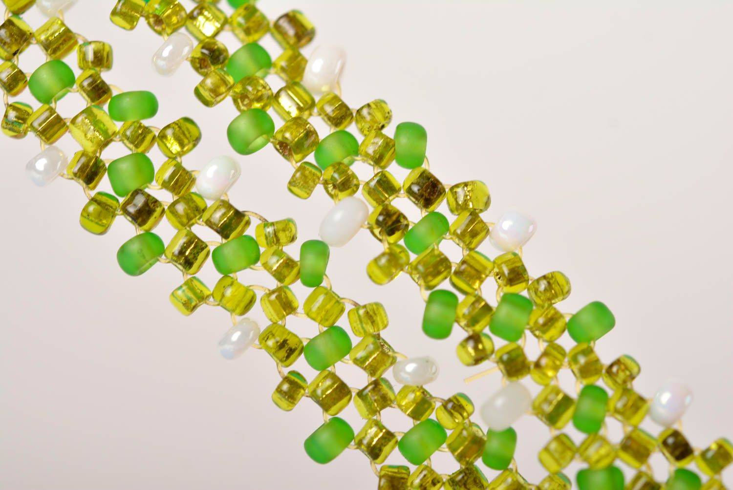 Bracelet en perles de rocaille Bijou fait main vert fin Cadeau pour ado photo 3