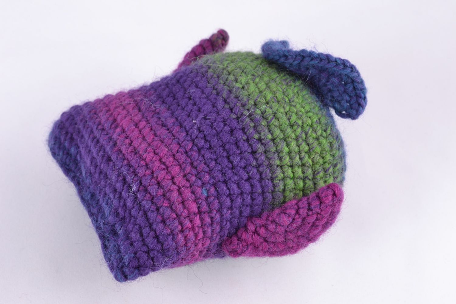Soft crochet toy owl of violet color photo 4