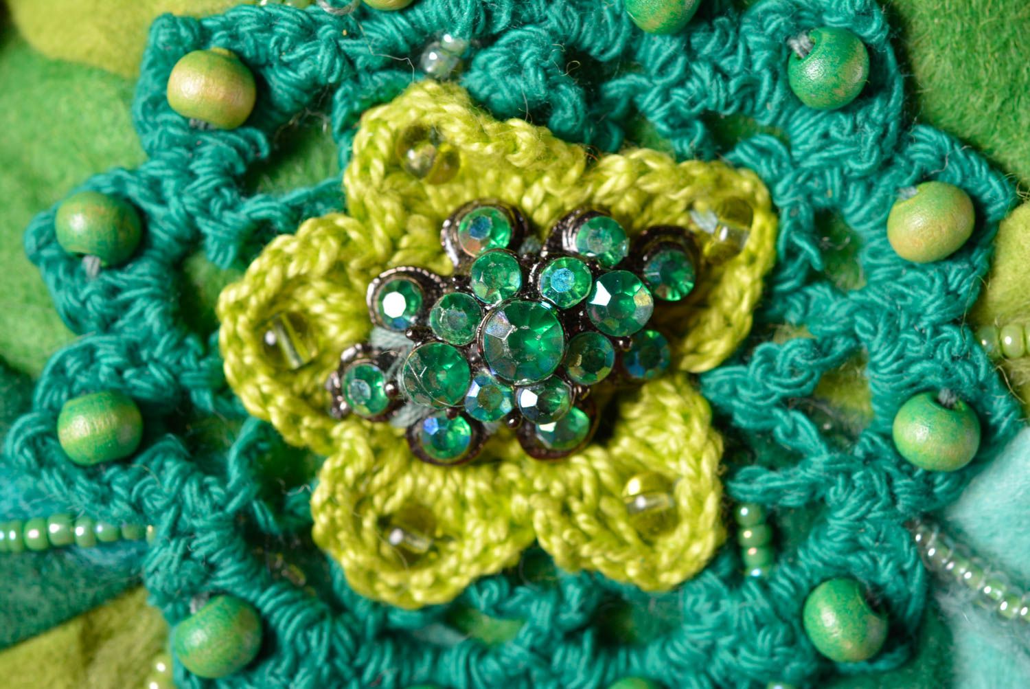 Sac à main en laine Sac vert fait main avec grande fleur Cadeau original photo 4