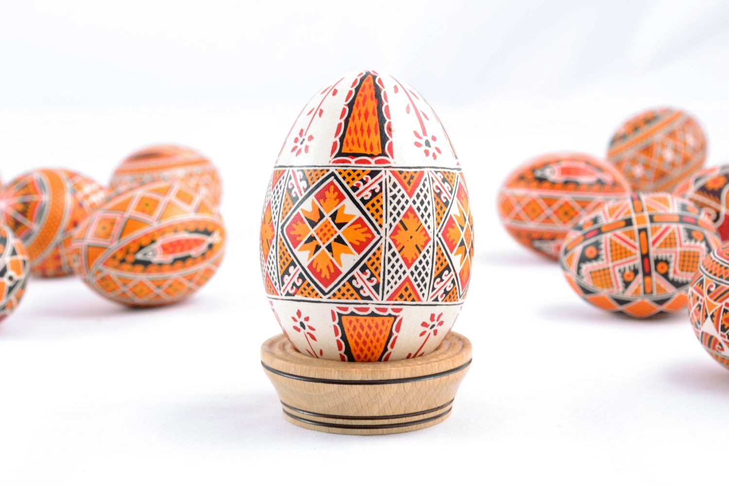 Handmade decorative painted egg of light colors photo 1