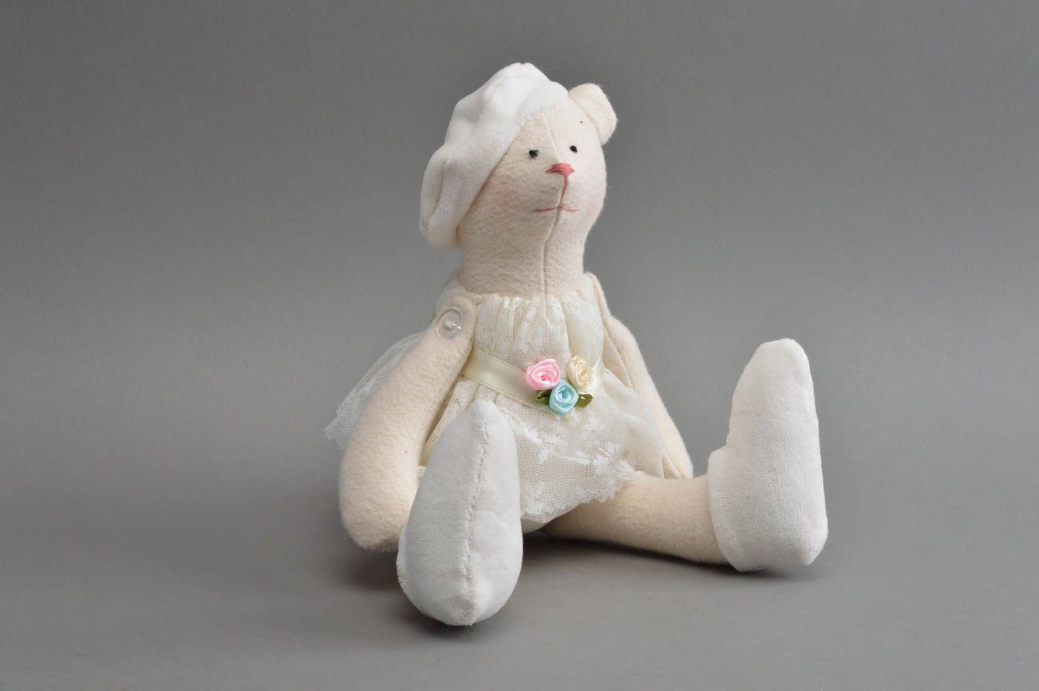 Oso de peluche artesanal juguete de tela natural regalo original para niño foto 4