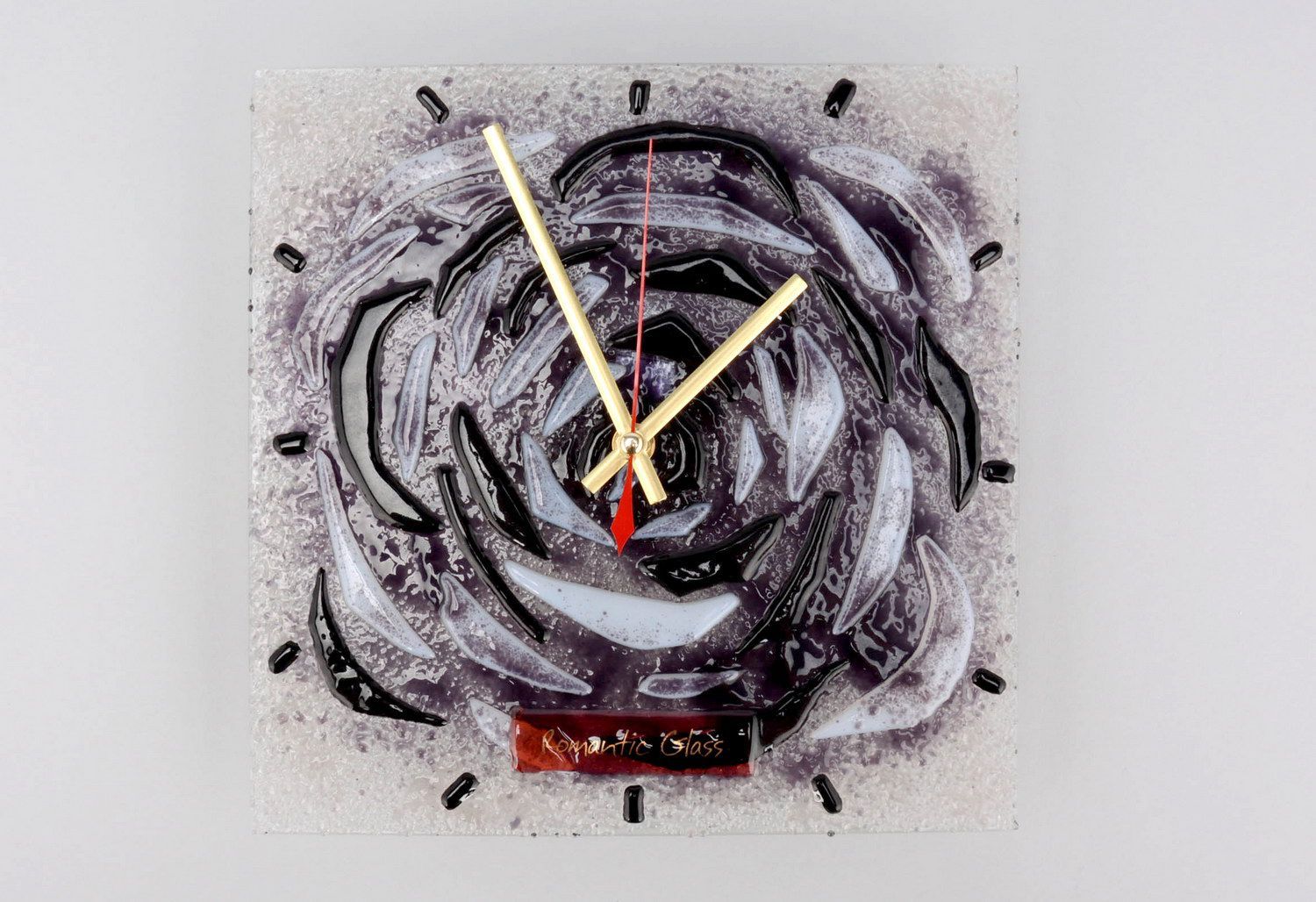 Horloge murale réalisée en verre Rose  photo 2