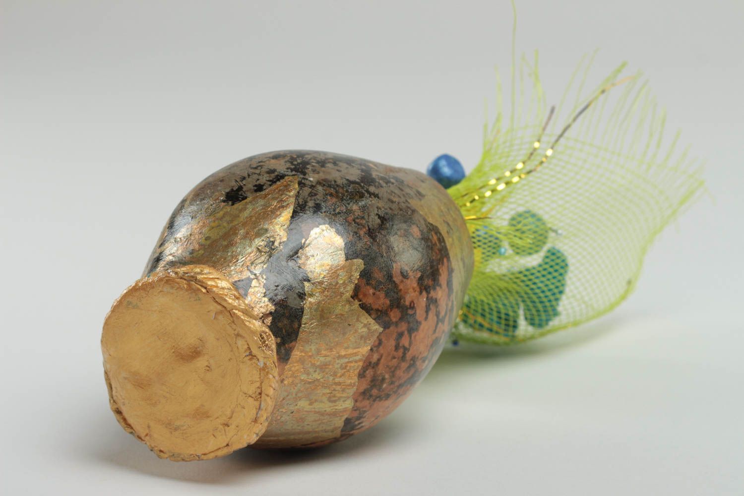Originelle bemalte Vase aus Polymerton für Strohblumen Künstler Handarbeit foto 4