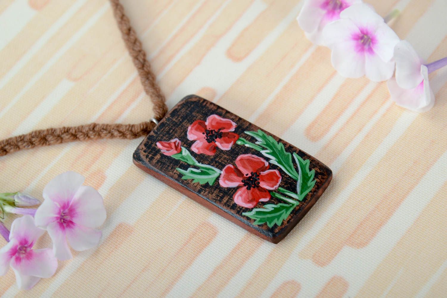 Handmade pendant designer accessory unusual gift wooden pendant for girl photo 1