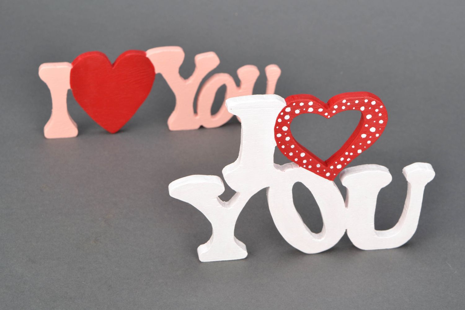Plywood lettering of pink color I Love You photo 3