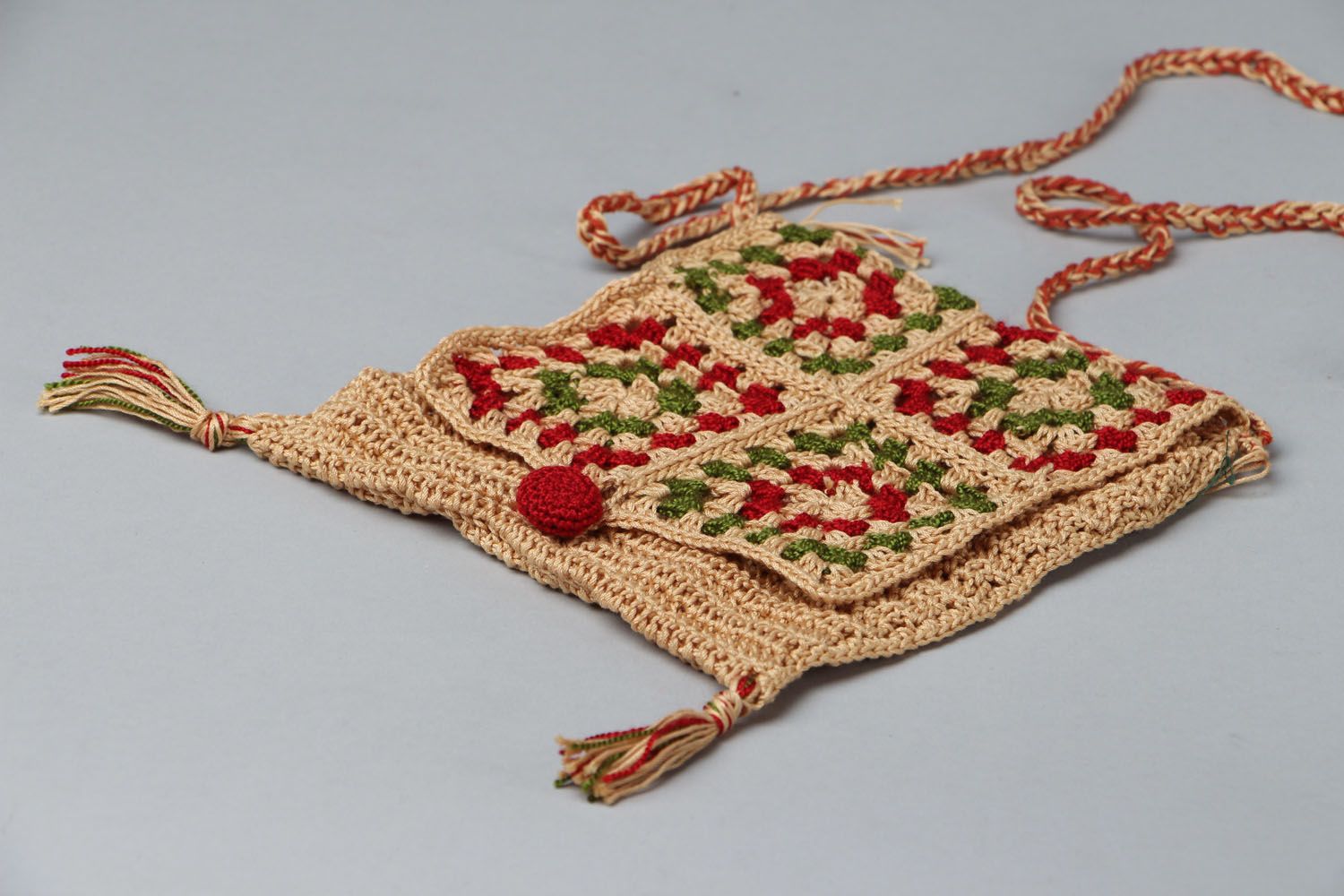 Sac à main ethnique tricoté au crochet photo 2