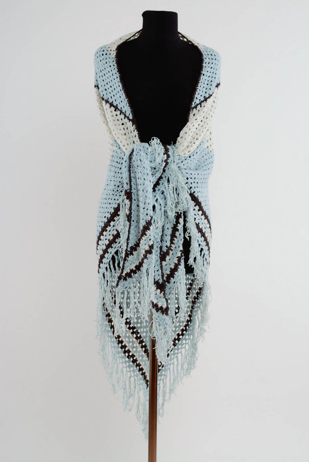 Châle tricoté main ajouré en coton  photo 1