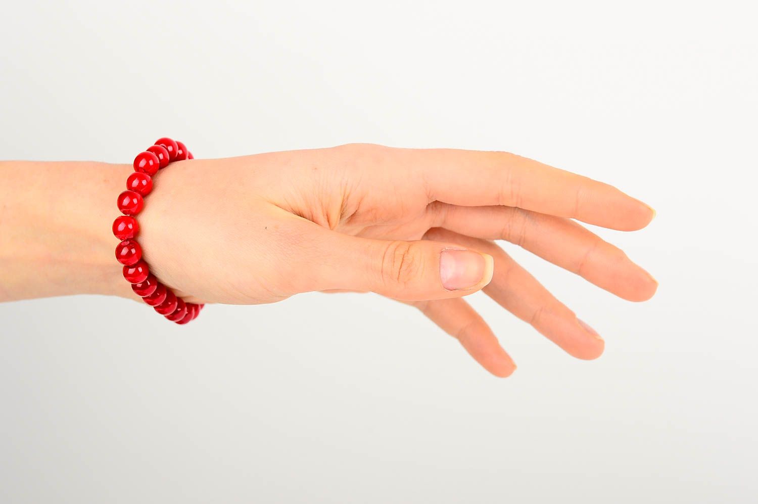 Bracelet perles fantaisie Bijou fait main rouge Cadeau pour femme design photo 2