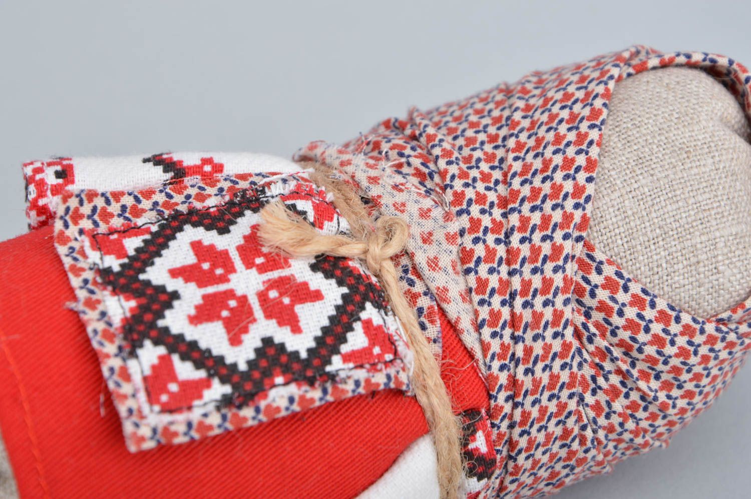 Handmade collectible textile motanka doll sewn of natural fabrics Matrona photo 4