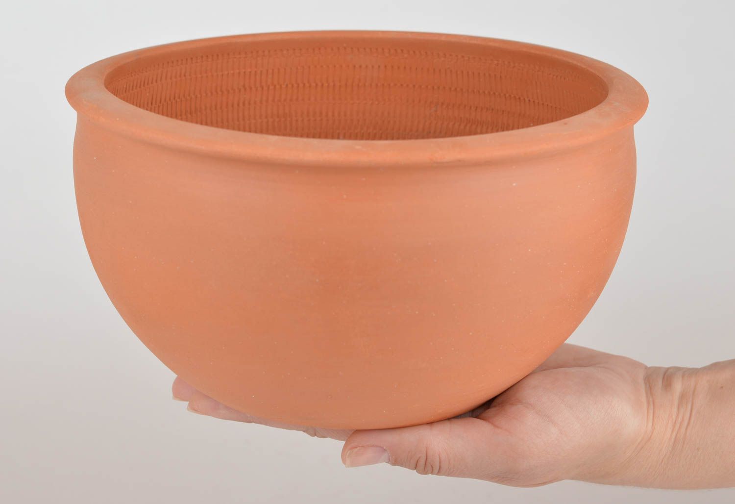 Bol en argile fait main design original  brun vaisselle poterie pour maison 1 L photo 3