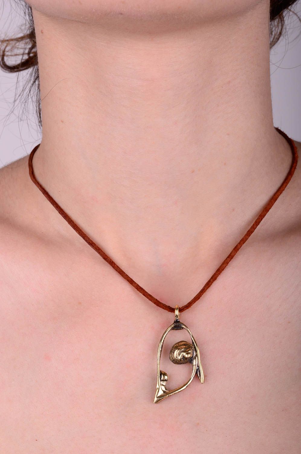 Handmade brass pendant designer stylish necklace metal jewelry present photo 3
