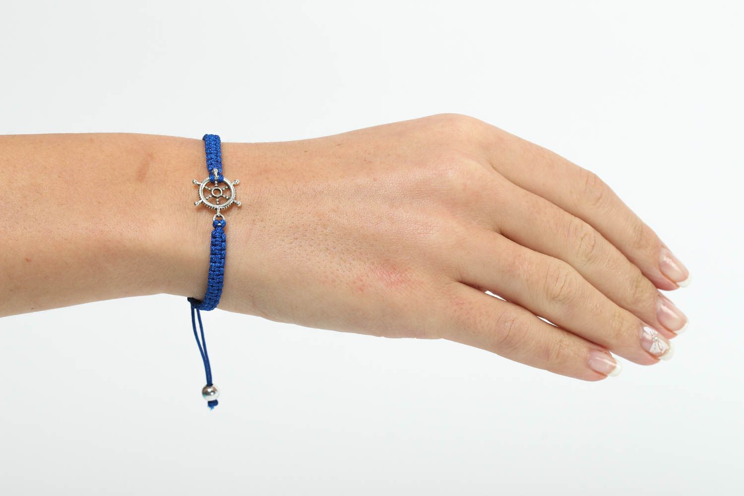 Красивый браслет ручной работы модная бижутерия плетеный браслет синий морской фото 5