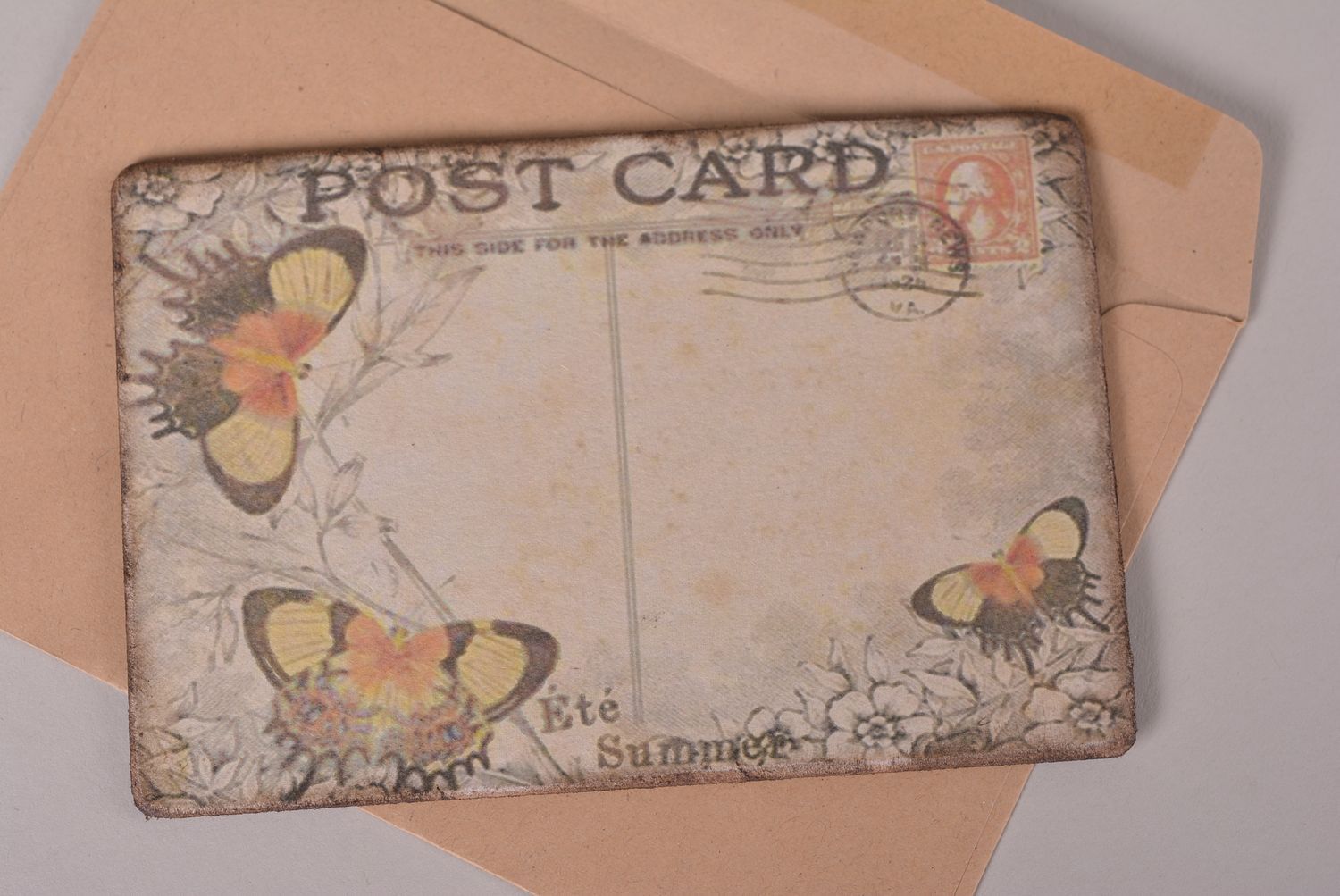 Karte aus Holz handmade schöne Grusskarte Postkarte Holz Grußkarten Designer foto 2