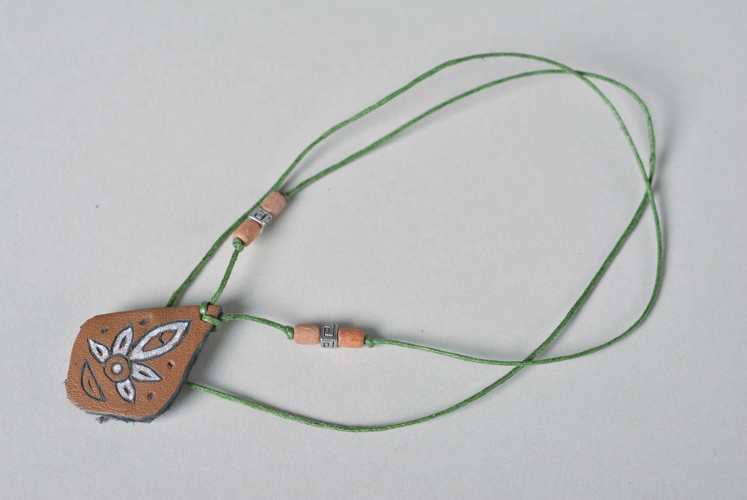 Handmade pendant unusual gift designer pendant leather accessory gift for her photo 3