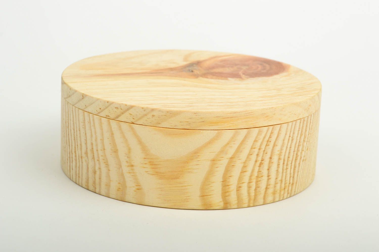 Coffret à bijoux fait main Boîte à décorer ronde en bois de pin Loisirs créatifs photo 4