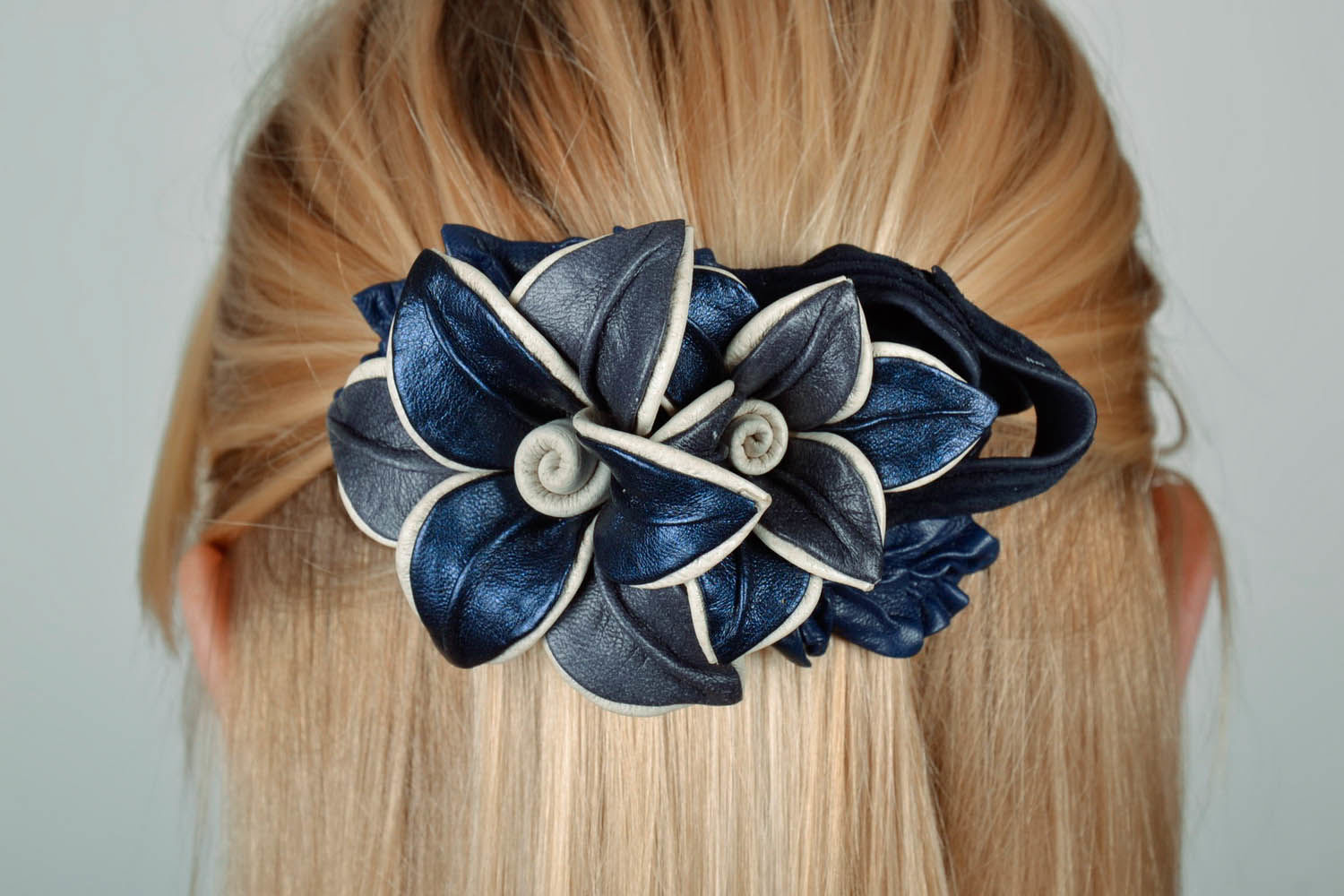 Hair clip made ​​of genuine leather photo 5