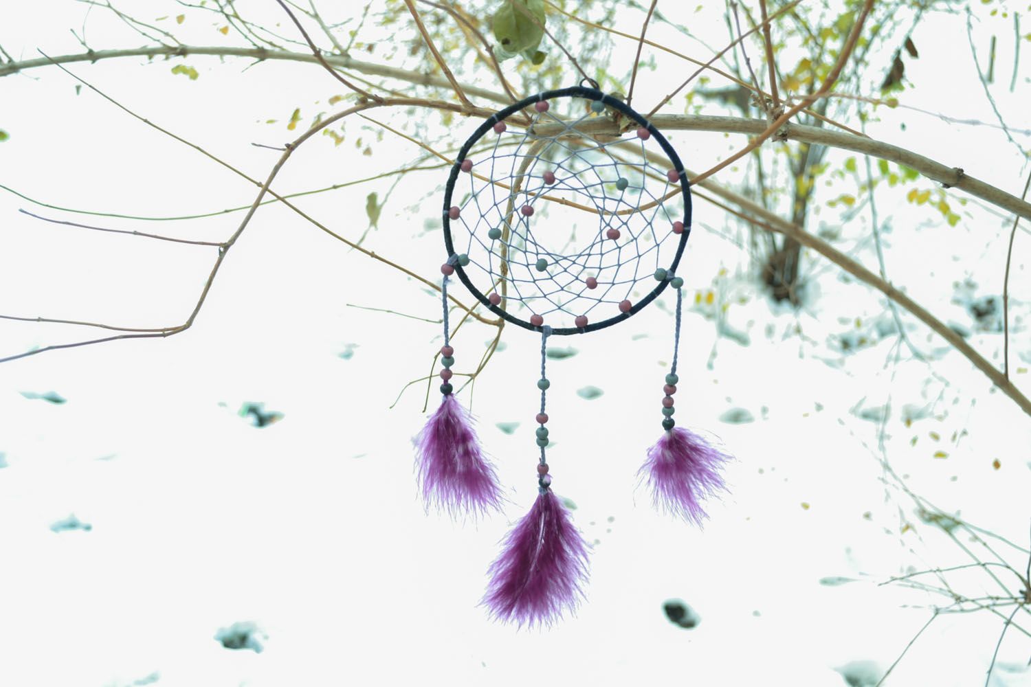 Dreamcatcher with goose and chicken feathers photo 5
