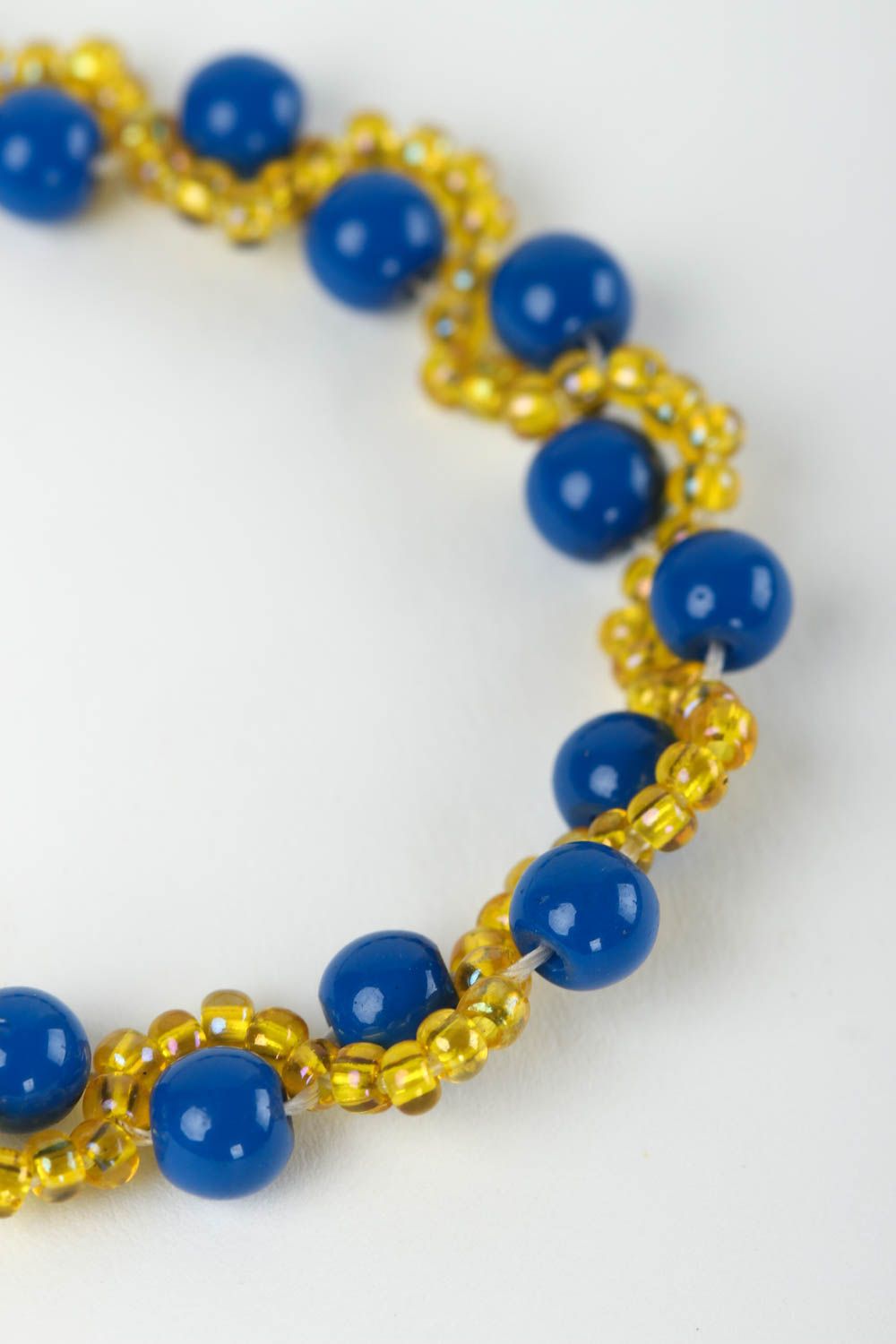 Bracelet en pierres Bijou fait main agate bleu Accessoire femme original photo 3