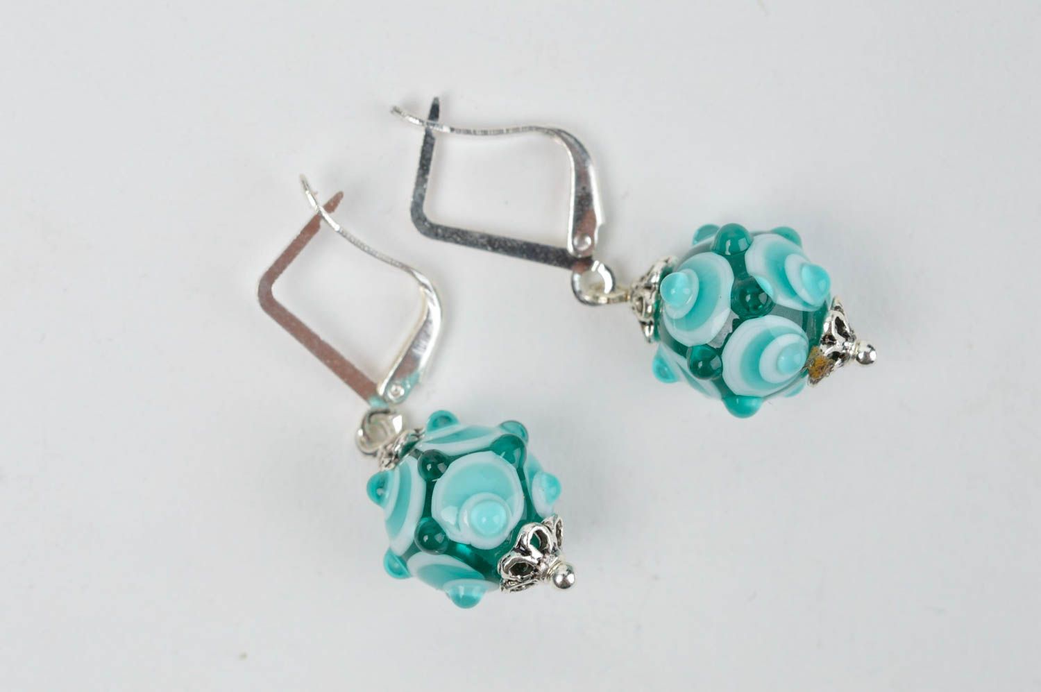 Unusual glass earrings round stylish earrings handmade designer accessories photo 2