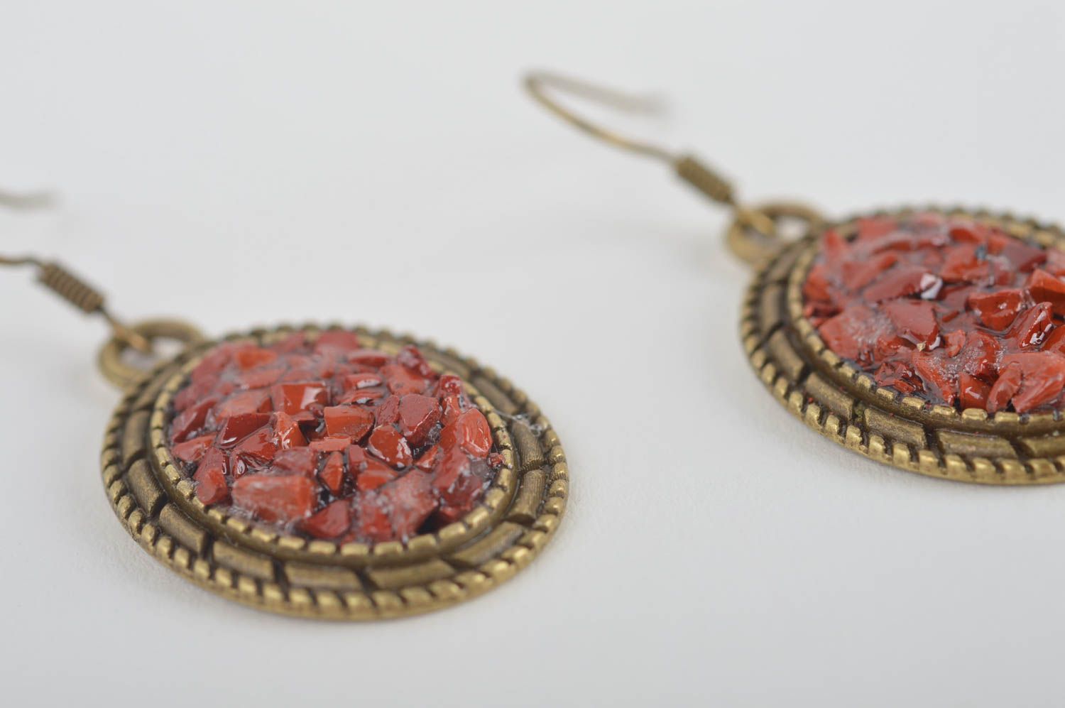 Handmade dangling earrings stylish jewelry earrings with natural stone photo 4