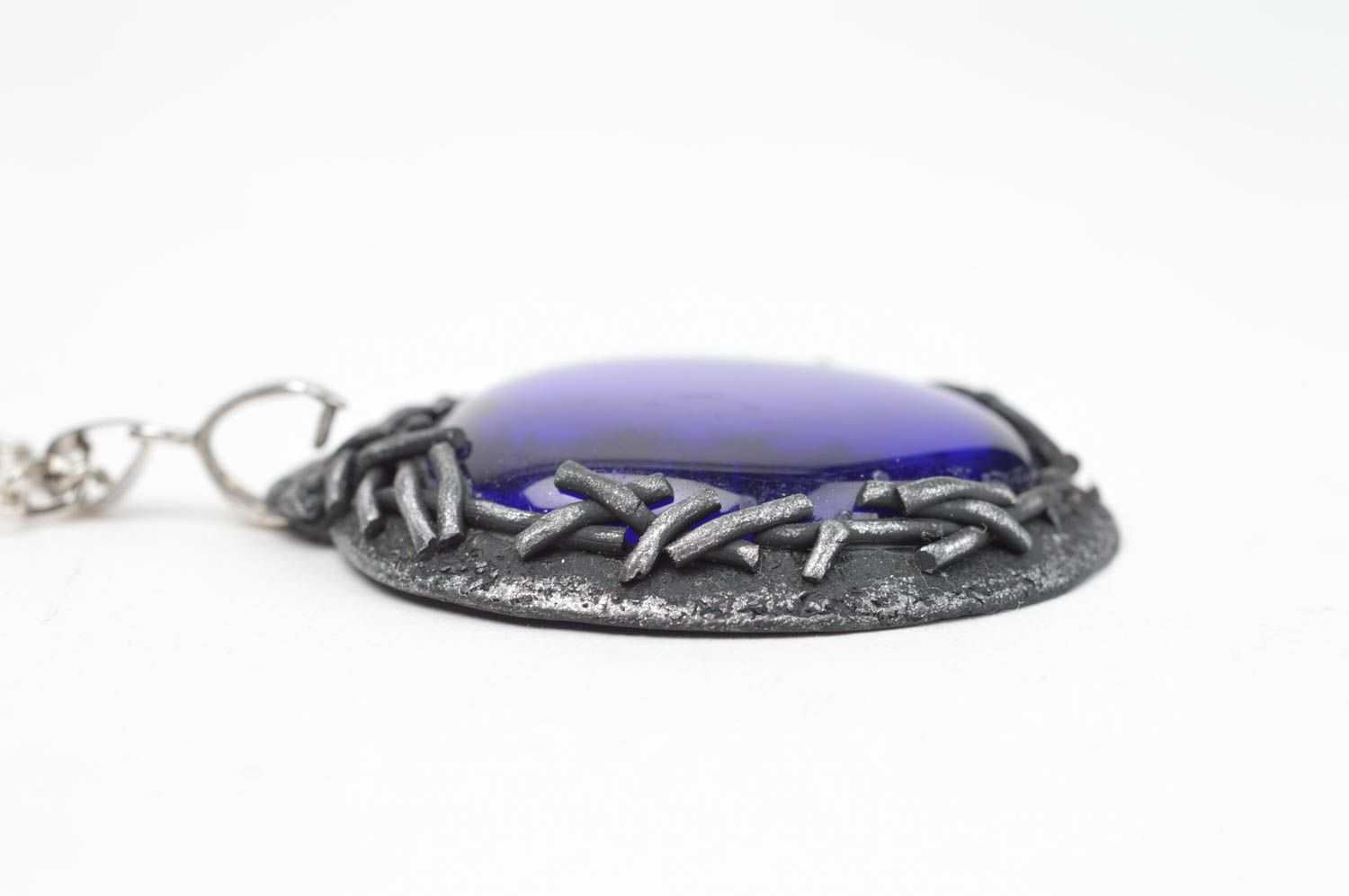 Stylish handmade polymer clay pendant glass pendant on chain gifts for her photo 3