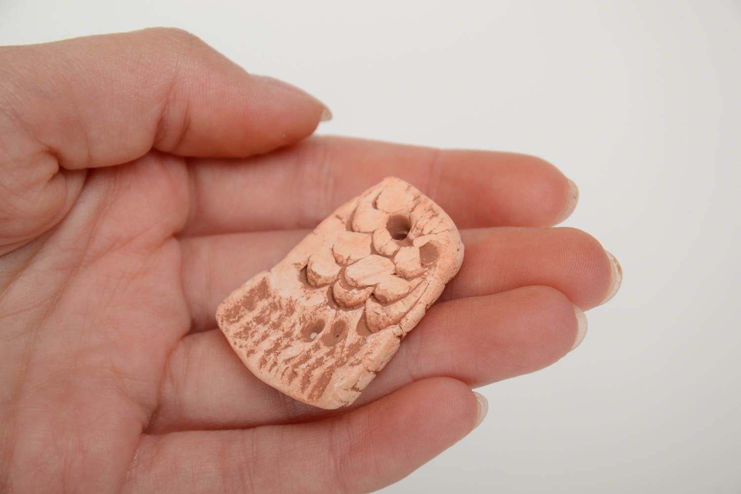 Unusual beautiful handmade clay blank pendant DIY jewelry photo 5