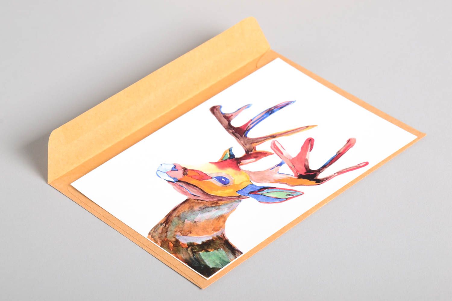 Открытка ручной работы красивая открытка лось поздравительная открытка фото 5