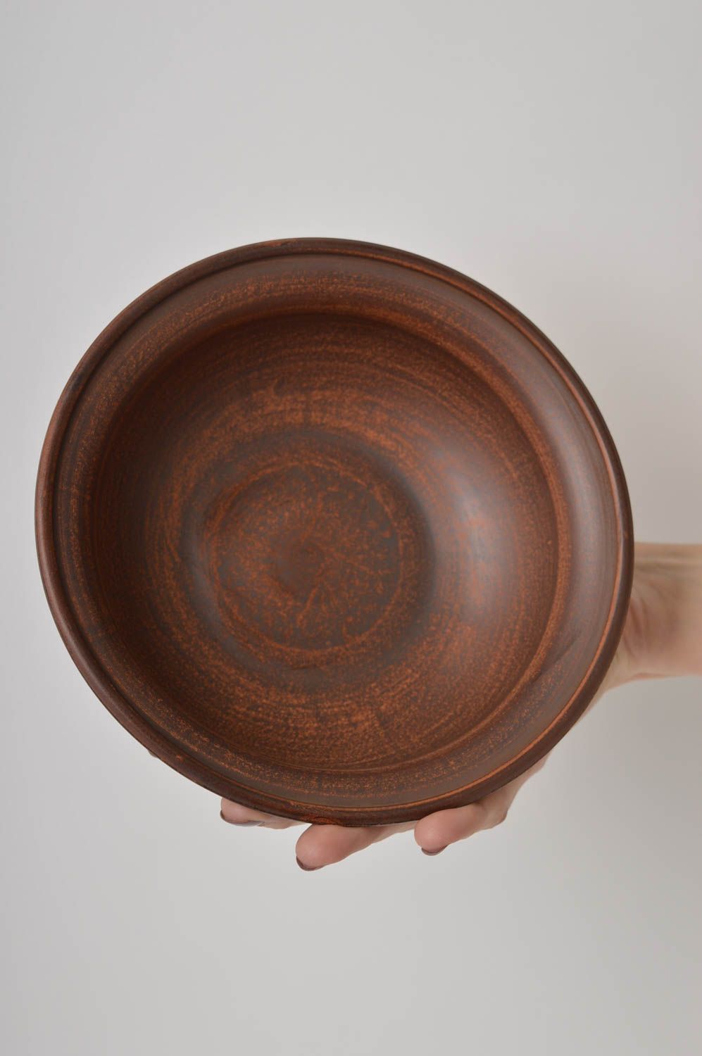 Teller Keramik handmade Suppen Terrine tiefer Teller braun Öko Geschirr foto 5