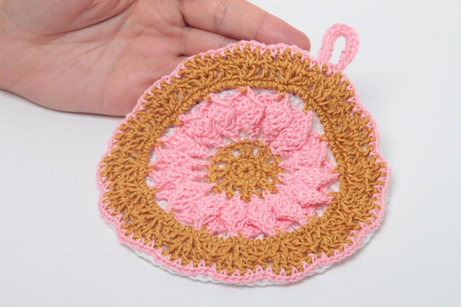 Manique au crochet faite main Textile de cuisine tricot ronde Accessoire cuisine photo 5
