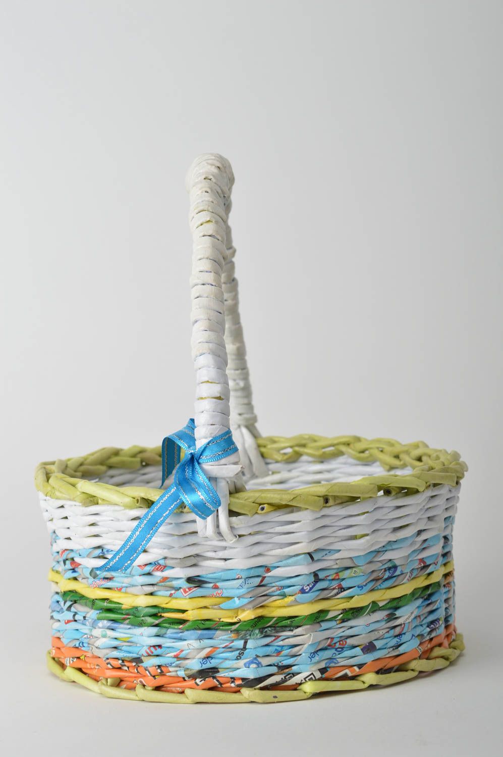 Handmade woven basket present paper basket stylish interior decor Easter basket photo 5