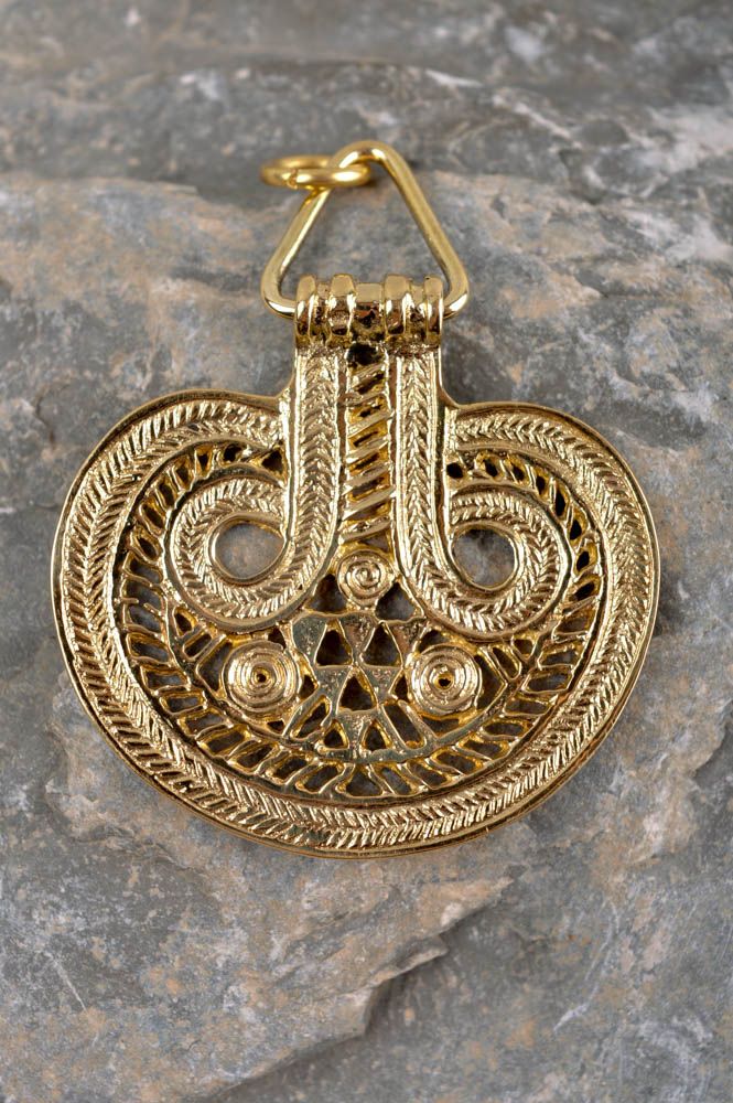Handmade brass pendant unusual designer accessory authentic jewelry gift photo 1