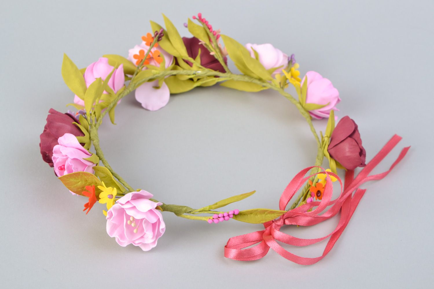 Handmade wreath designer wreath with flowers unusual accessory for wedding photo 5