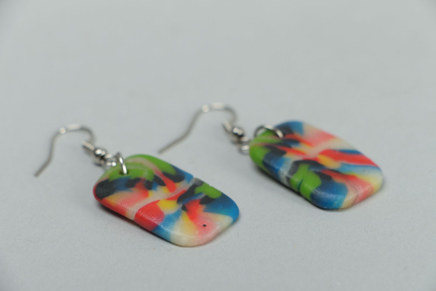 Beautiful colorful polymer clay earrings  photo 2