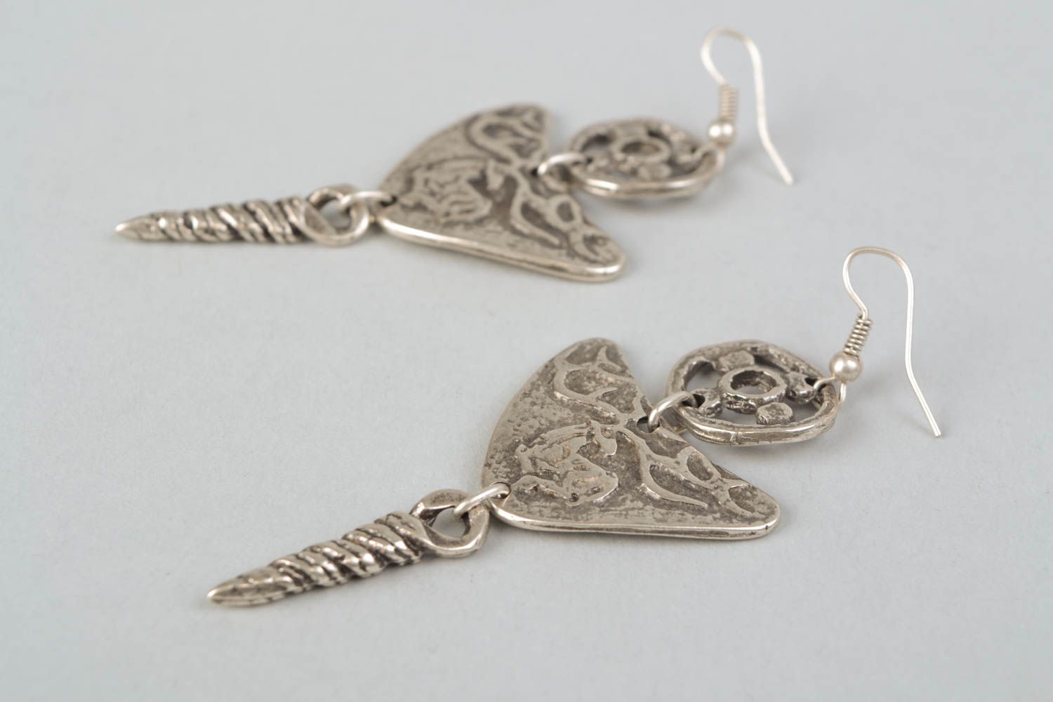 Handmade metal dangle earrings photo 4