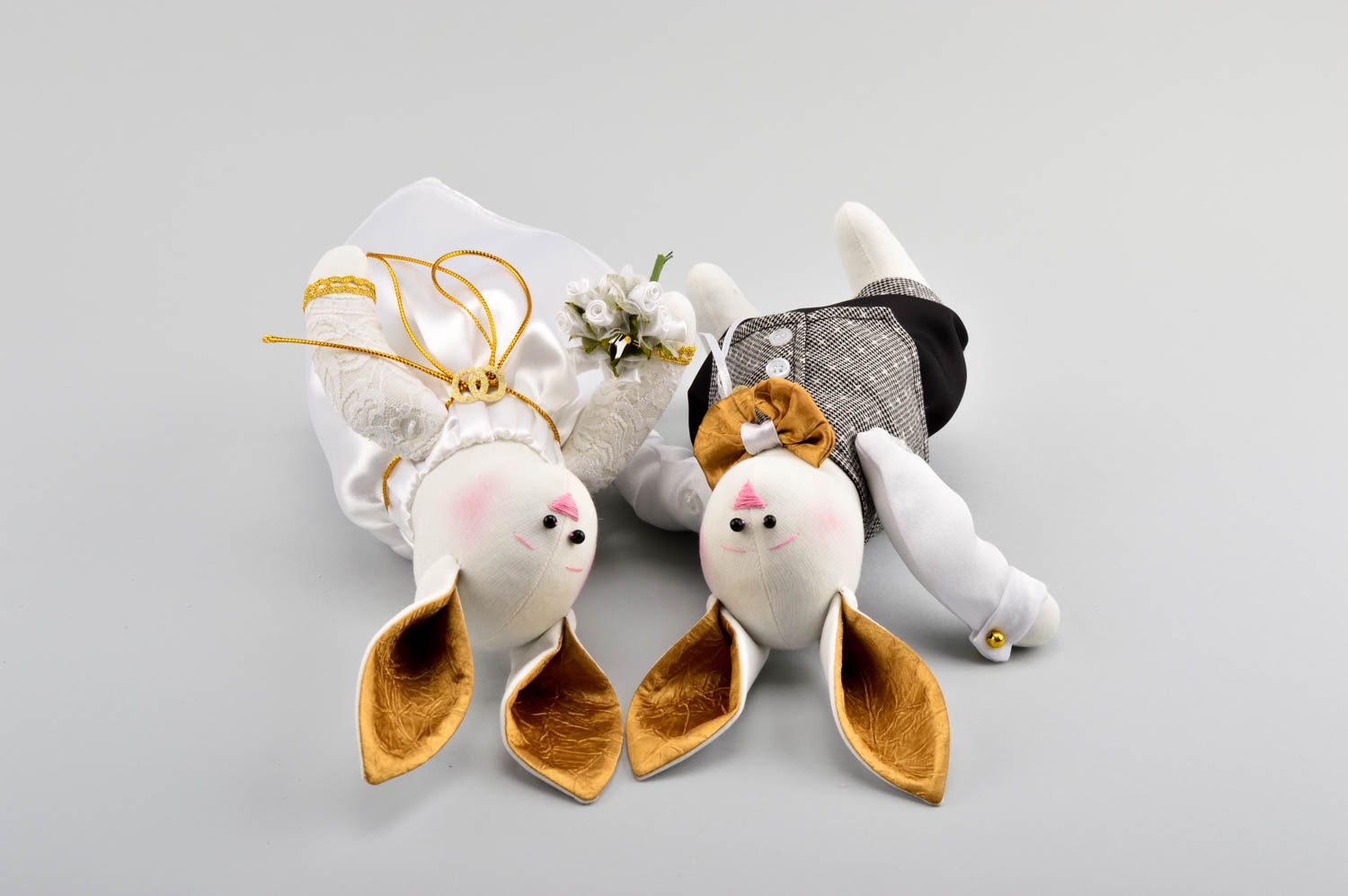 Juguetes artesanales conejos de peluche para decoración accesorios de boda   foto 3