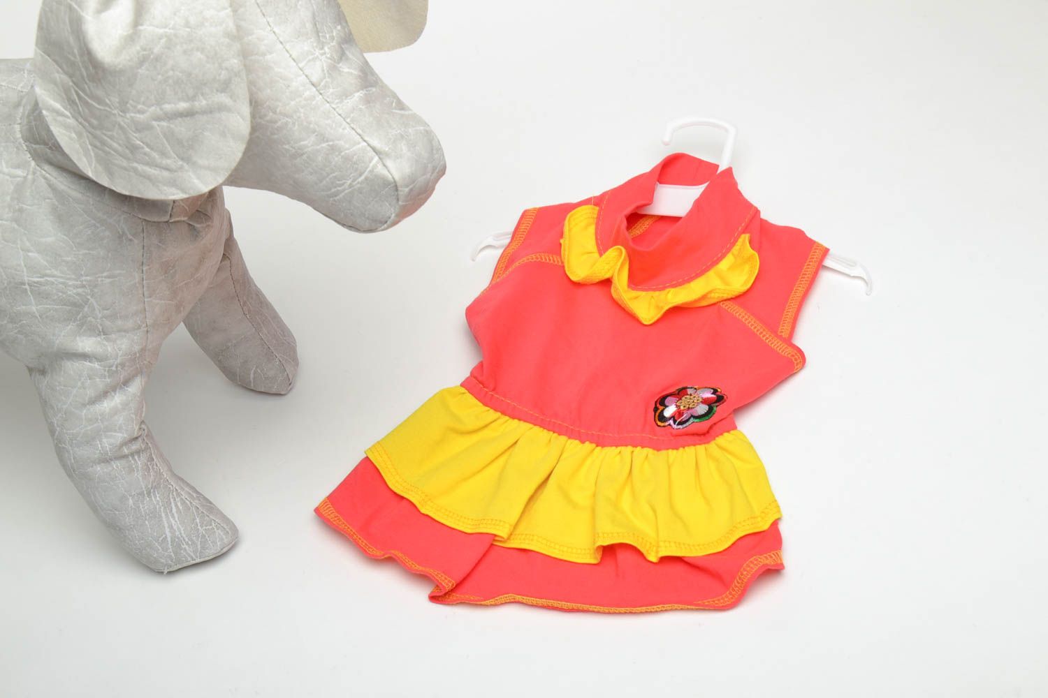 Red and yellow dog dress photo 1