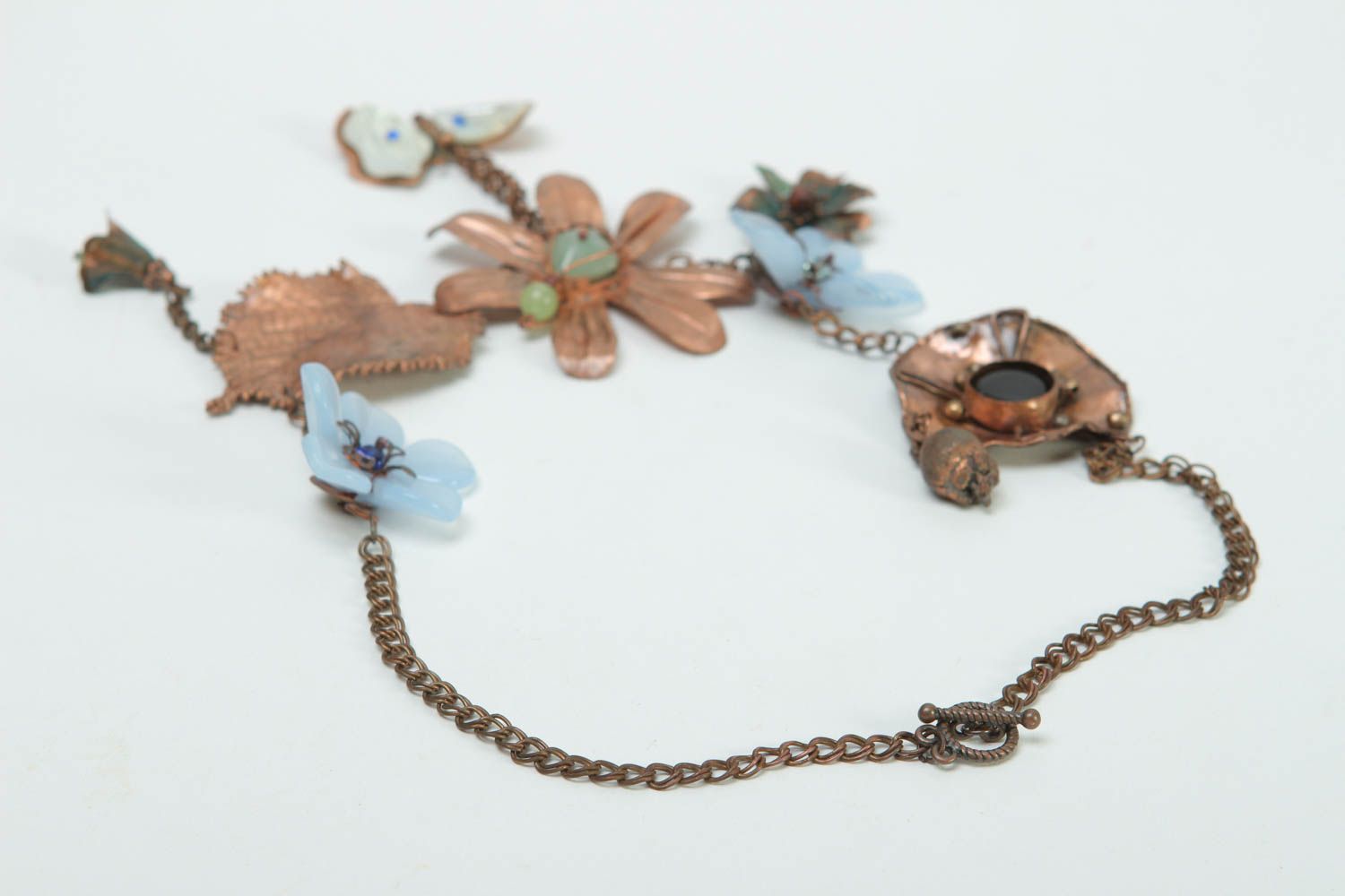 Ожерелье из натуральных камней ручной работы дизайнерское колье бижутерия на шею фото 4
