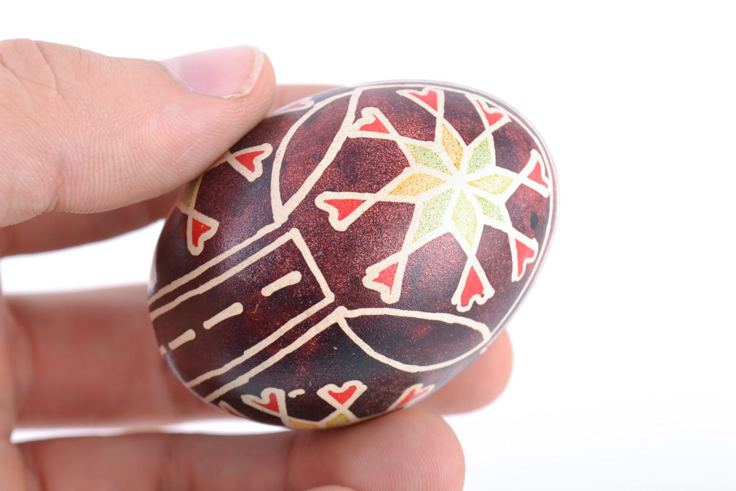 Oeuf de Pâques peint fait main motif en couleurs acryliques décoration de maison photo 2