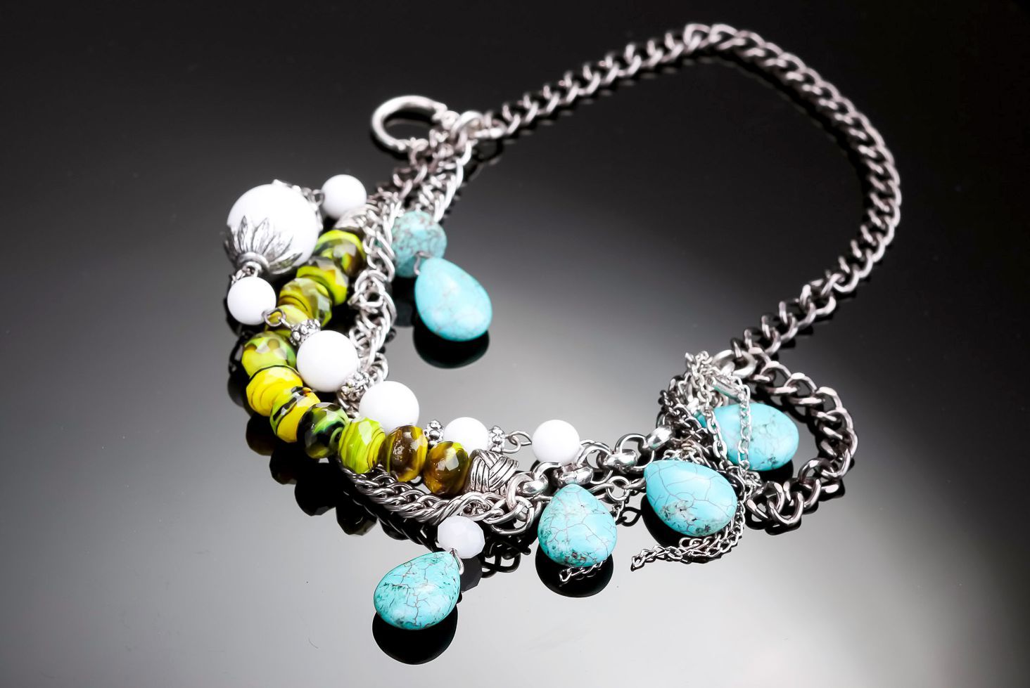 Beads with turquoise & agate photo 1