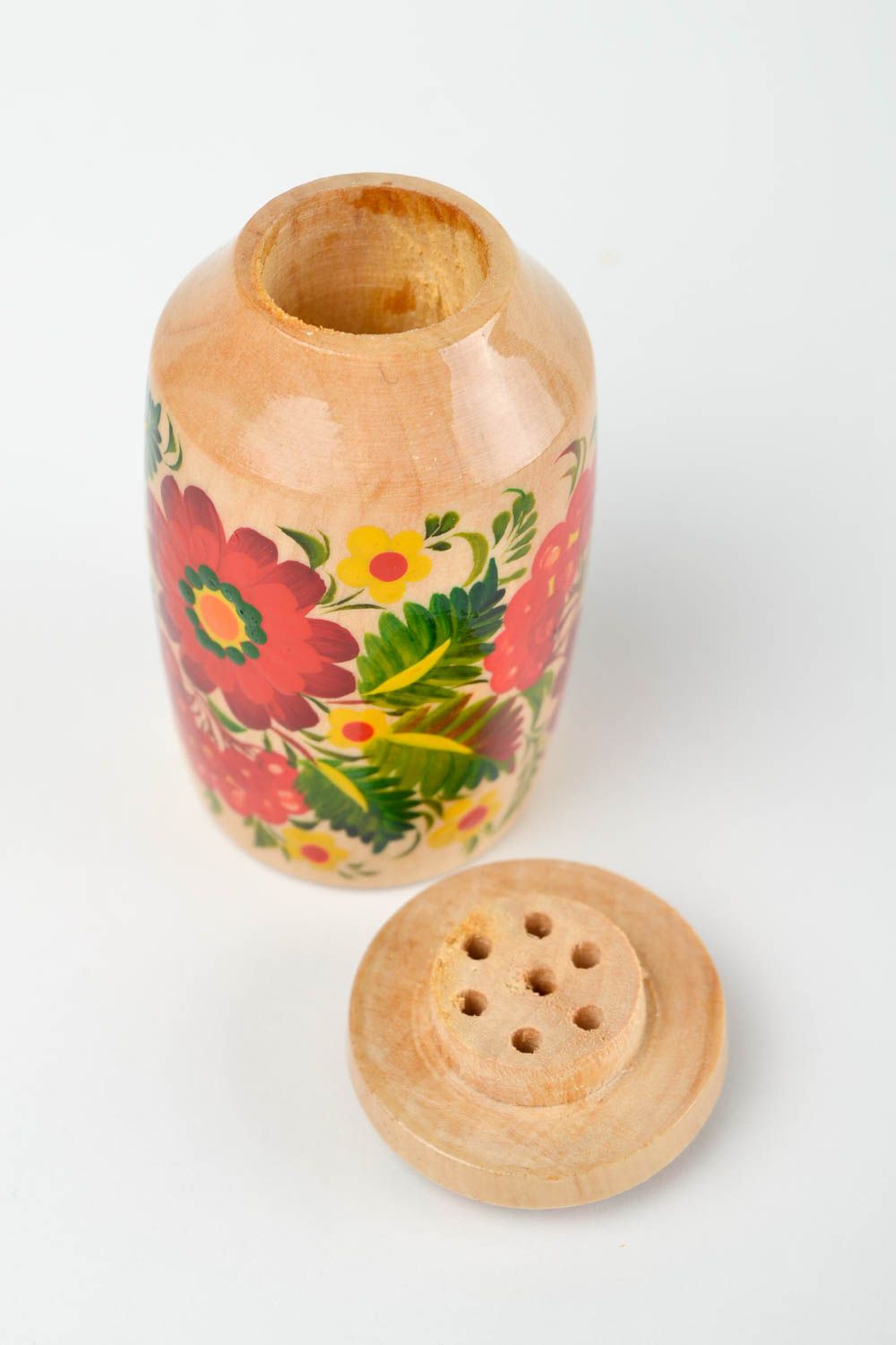 Handmade bemalte Salz Dose aus Holz Küchen Zubehör Aufbewahrung Gewürze foto 5