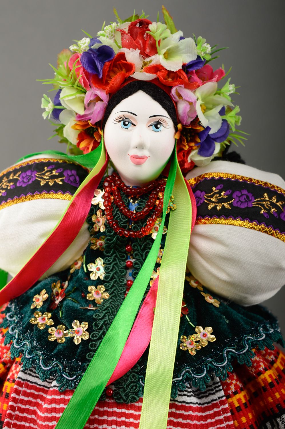 Кукла для чайника в украинском стиле из тканей ручной работы фото 2