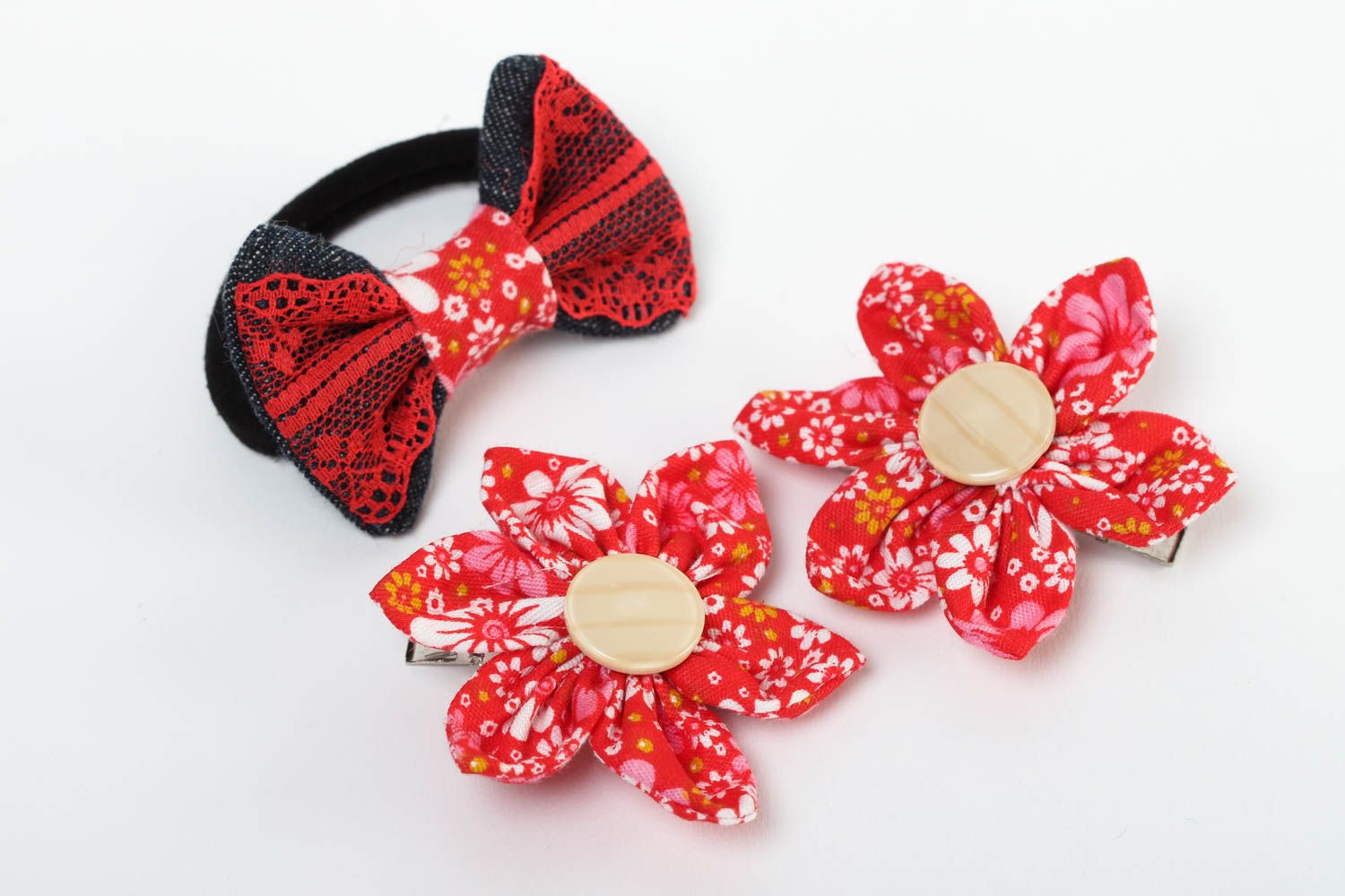 Childrens handmade hair clips flower hair clip hair bow scrunchie gifts for kids photo 2