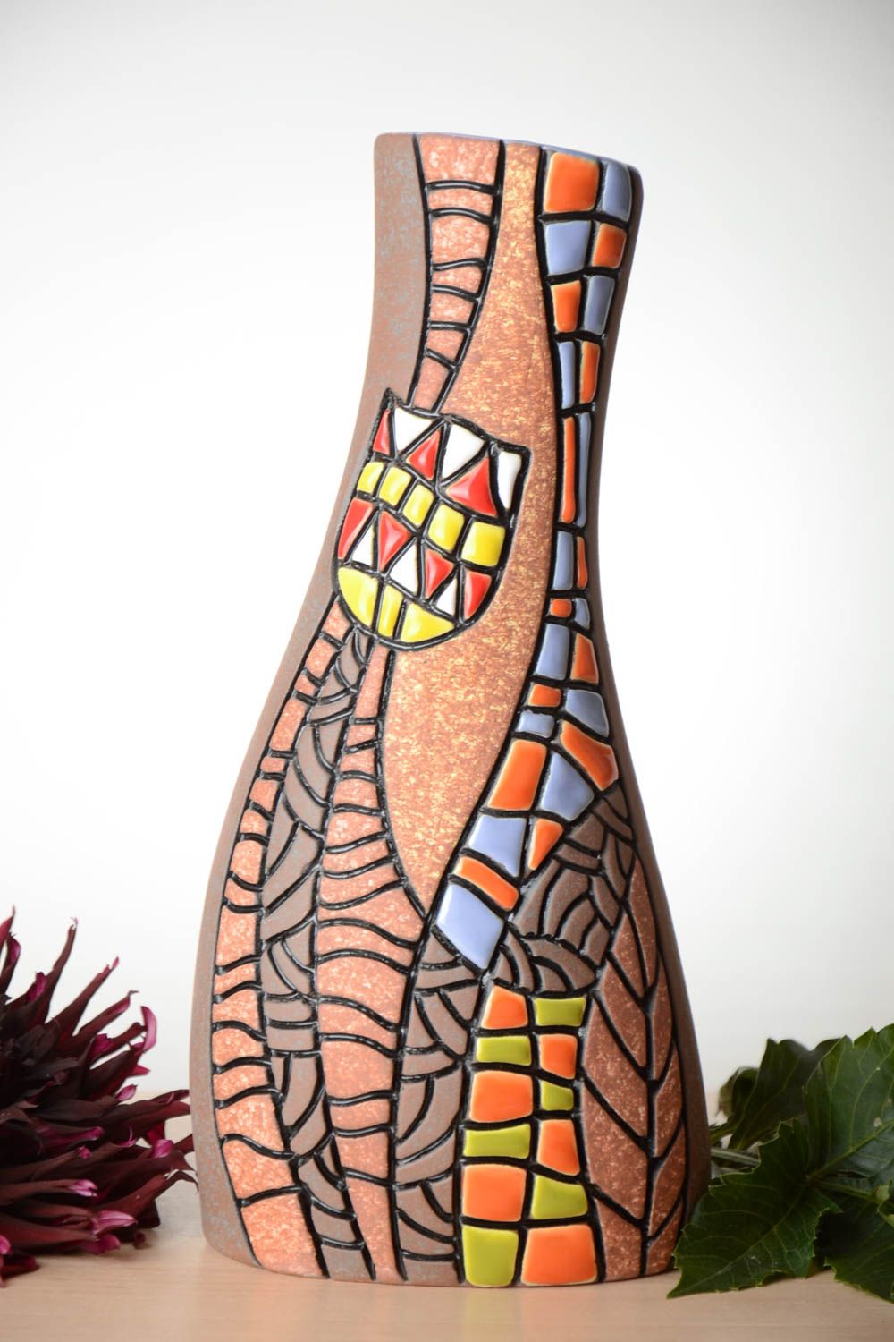 Handgemachte Keramik große Blumenvase Designer Vase Haus Deko Idee Wüstenblume foto 1