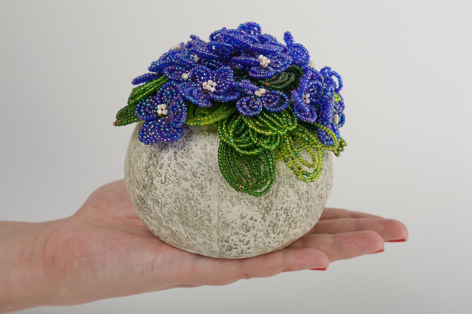 Flores decorativas hechas a mano en pote decoración de interior regalo original foto 5