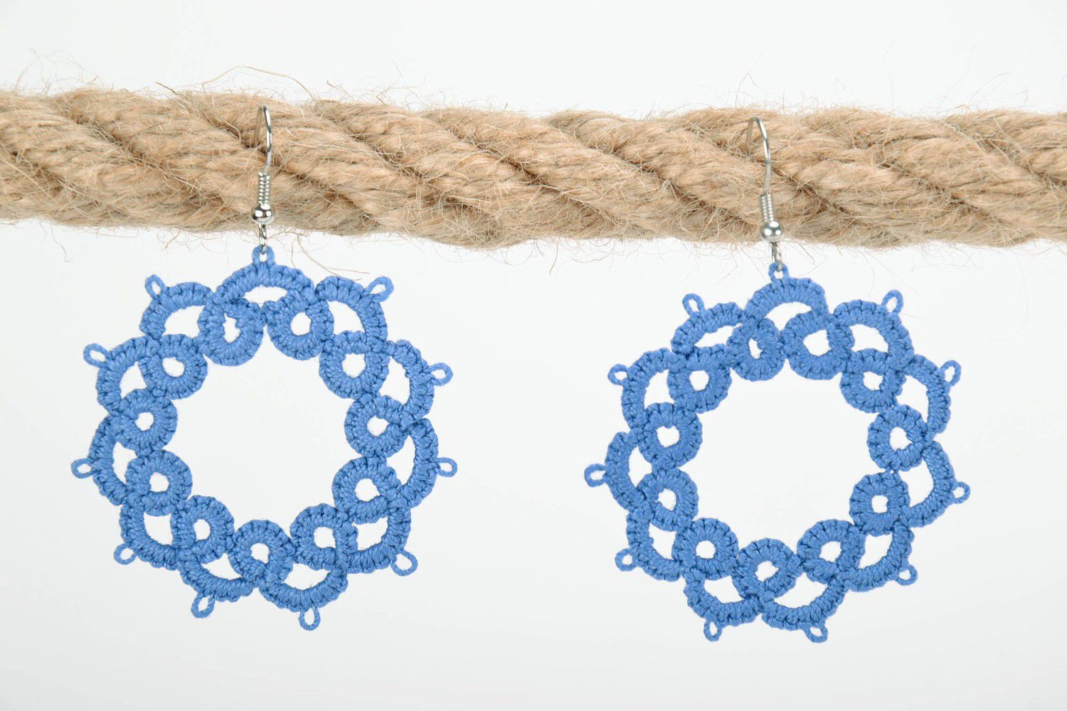 Earrings made from cotton lace Sky photo 2