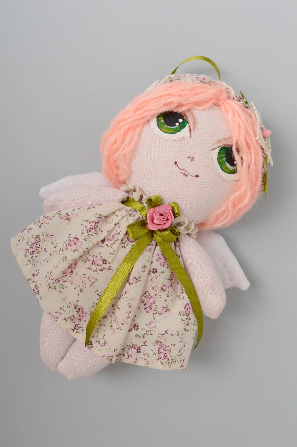 Handmade designer fabric doll with eyelet photo 1