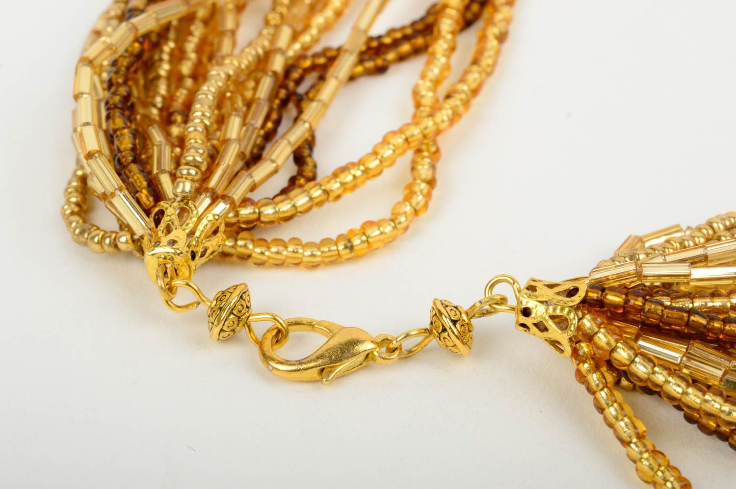 Колье из бисера украшение ручной работы ожерелье из бисера золото Эльдорадо фото 3