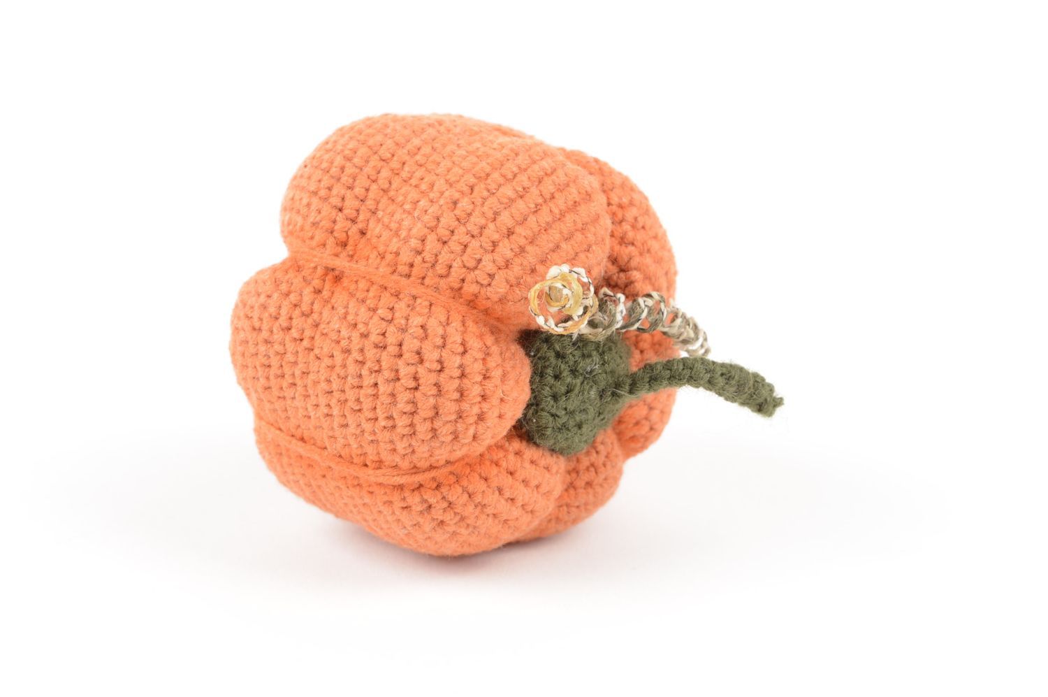 Peluche Citrouille au crochet Jouet fait main orange Décoration Halloween photo 2